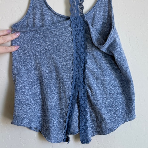 A&F Blue Lace Trim Racerback Burnout Tank Split Open Back Women’s Size XS - Picture 6 of 9
